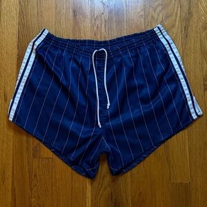 Vintage Adidas Navy Pinstripe 3-Stripe Soccer Shorts XL